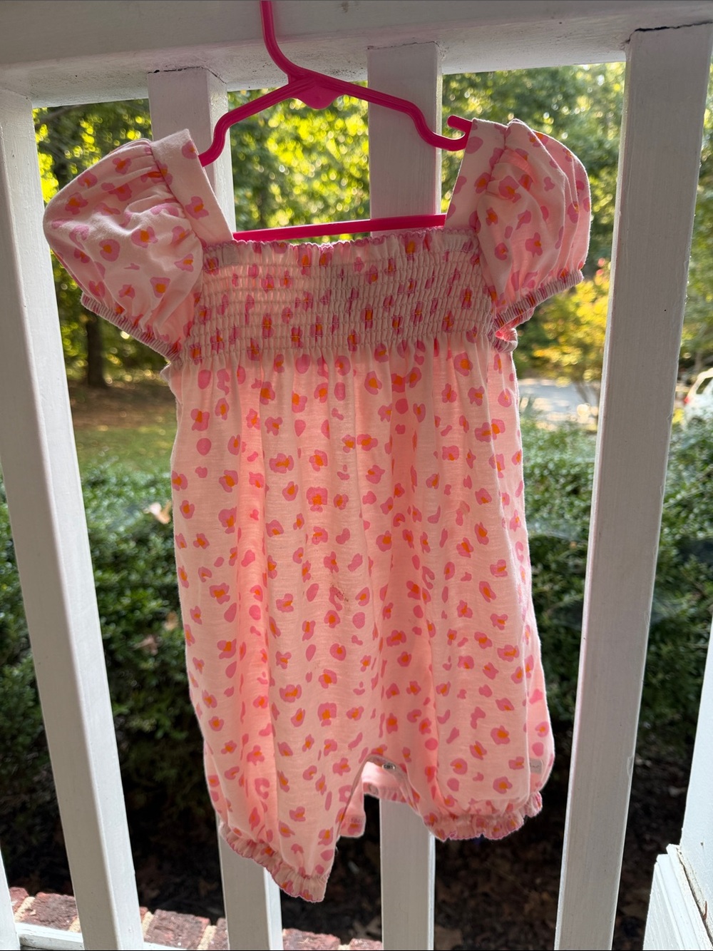 7 For All Mankind Pink and Orange Heart Print Romper